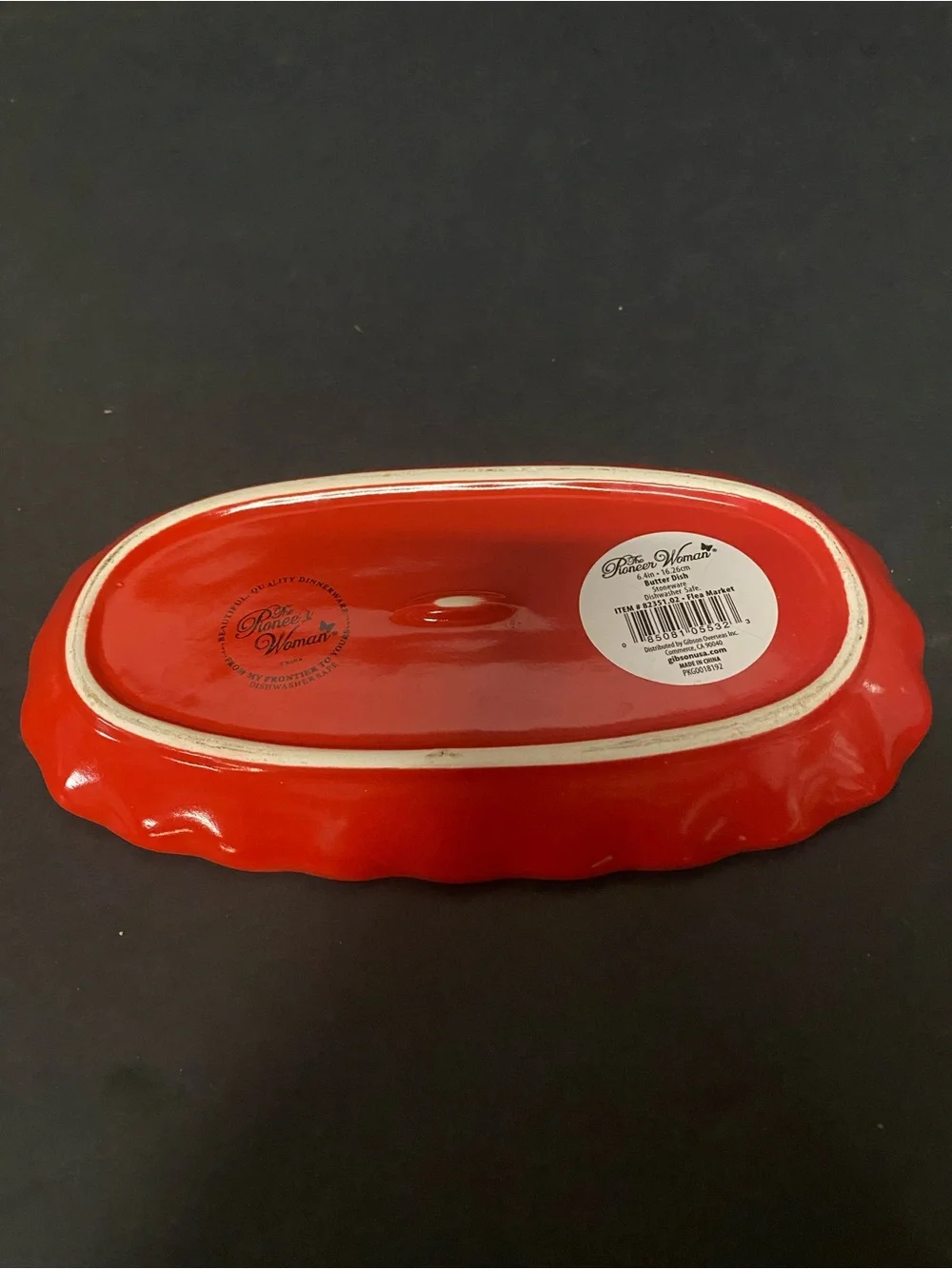 Pioneer WomanCeramic Floral Butter Dish with Yellow Butterfly Handle, retired